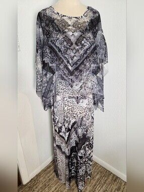Style & Co. Sleeveless Black & White Print Maxi-Dress, Flowy Top over it, Sz L